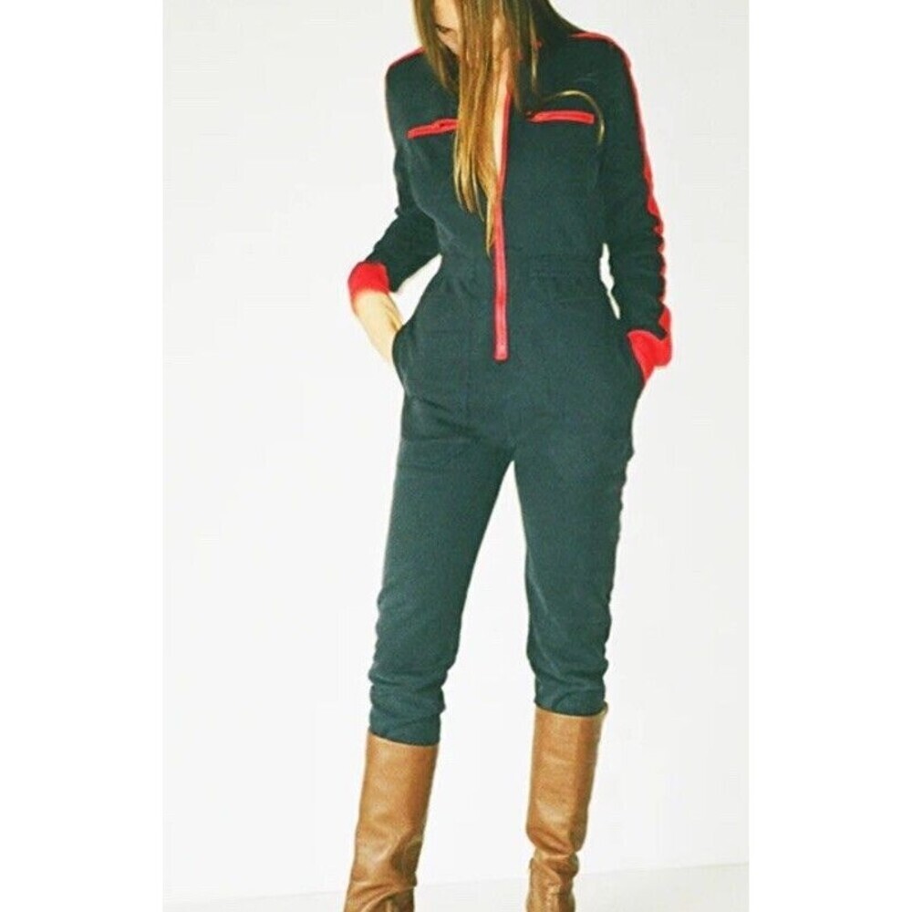 LF Markey (Size 0) Boilersuit Blue Red Pockets Workwear Winter Skiing